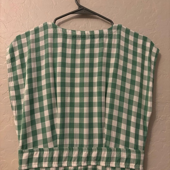 Ann Taylor LOFT Green Gingham Button Dress 4 Checkered Cottagecore Prairie - Picture 8 of 9